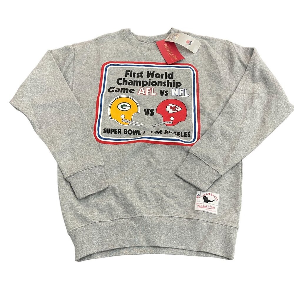 Mitchell & Ness First World Championship LS Sweatshirt AFL vs NFL, Size S NWT